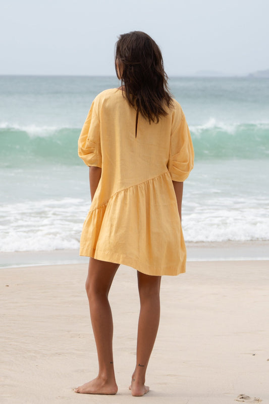LILLY PILLY Layla linen dress in Butter