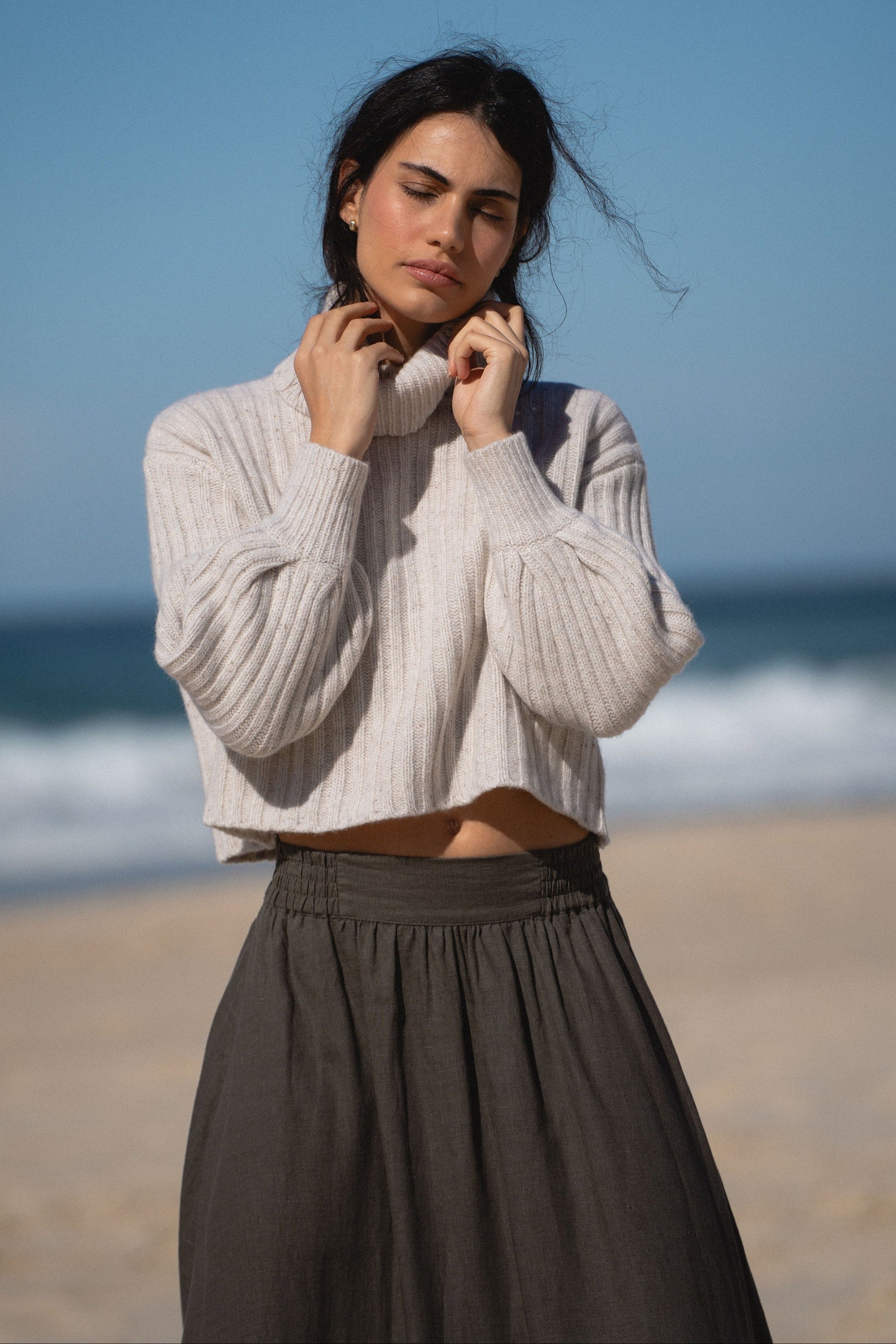 LILLY PILLY Hannah linen skirt in Khaki