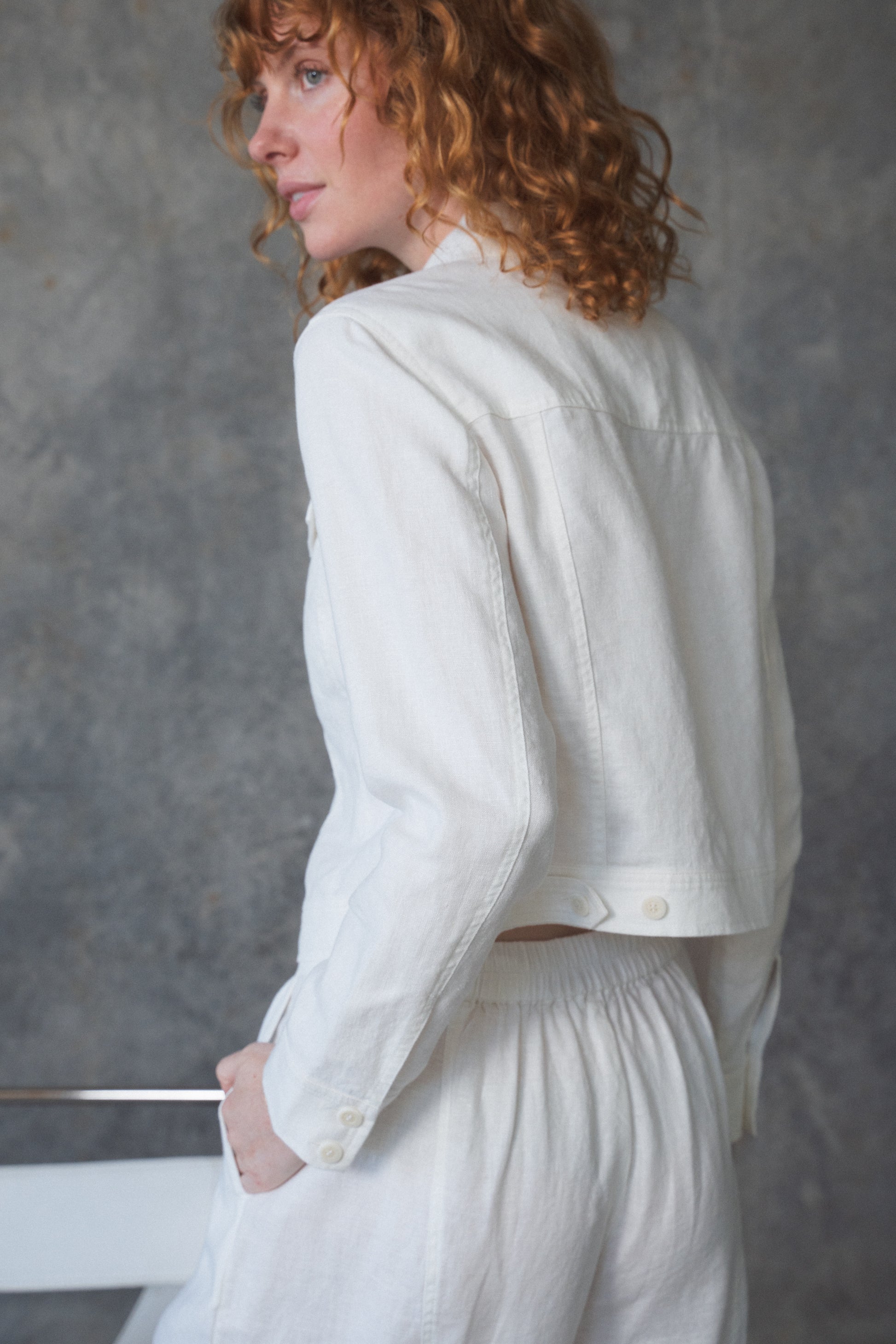 LILLY PILLY Milly linen jacket in Ivory