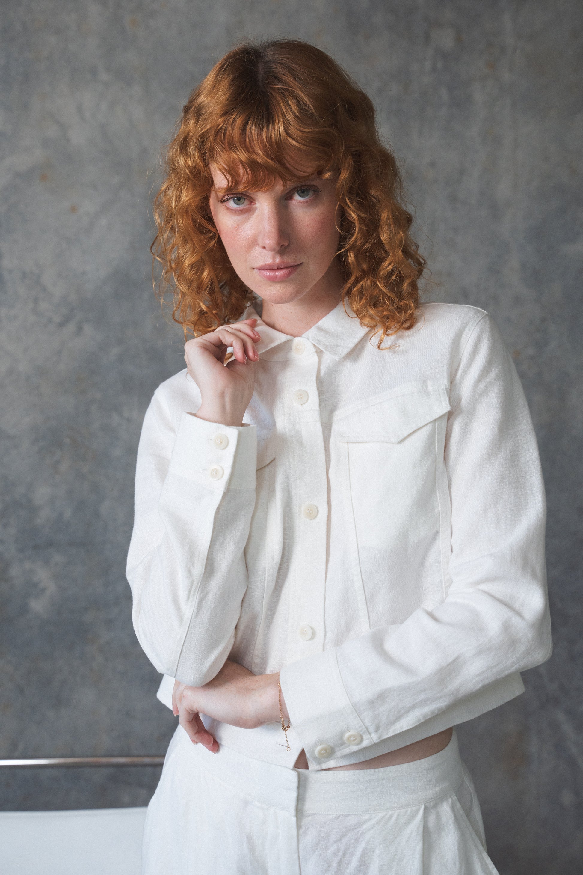 LILLY PILLY Milly linen jacket in Ivory