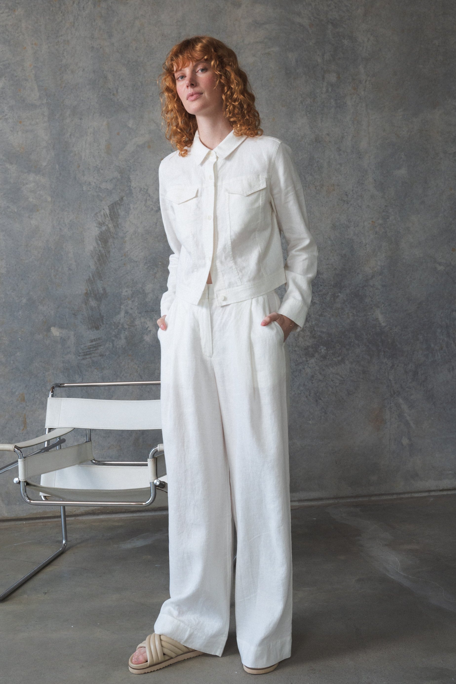 LILLY PILLY Milly linen jacket in Ivory
