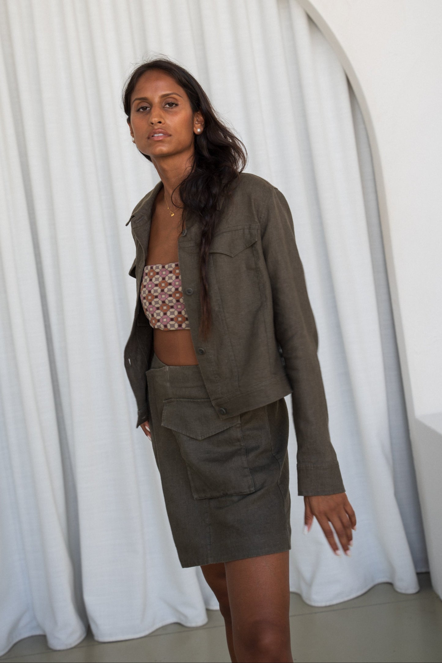 MILLY KHAKI LINEN JACKET