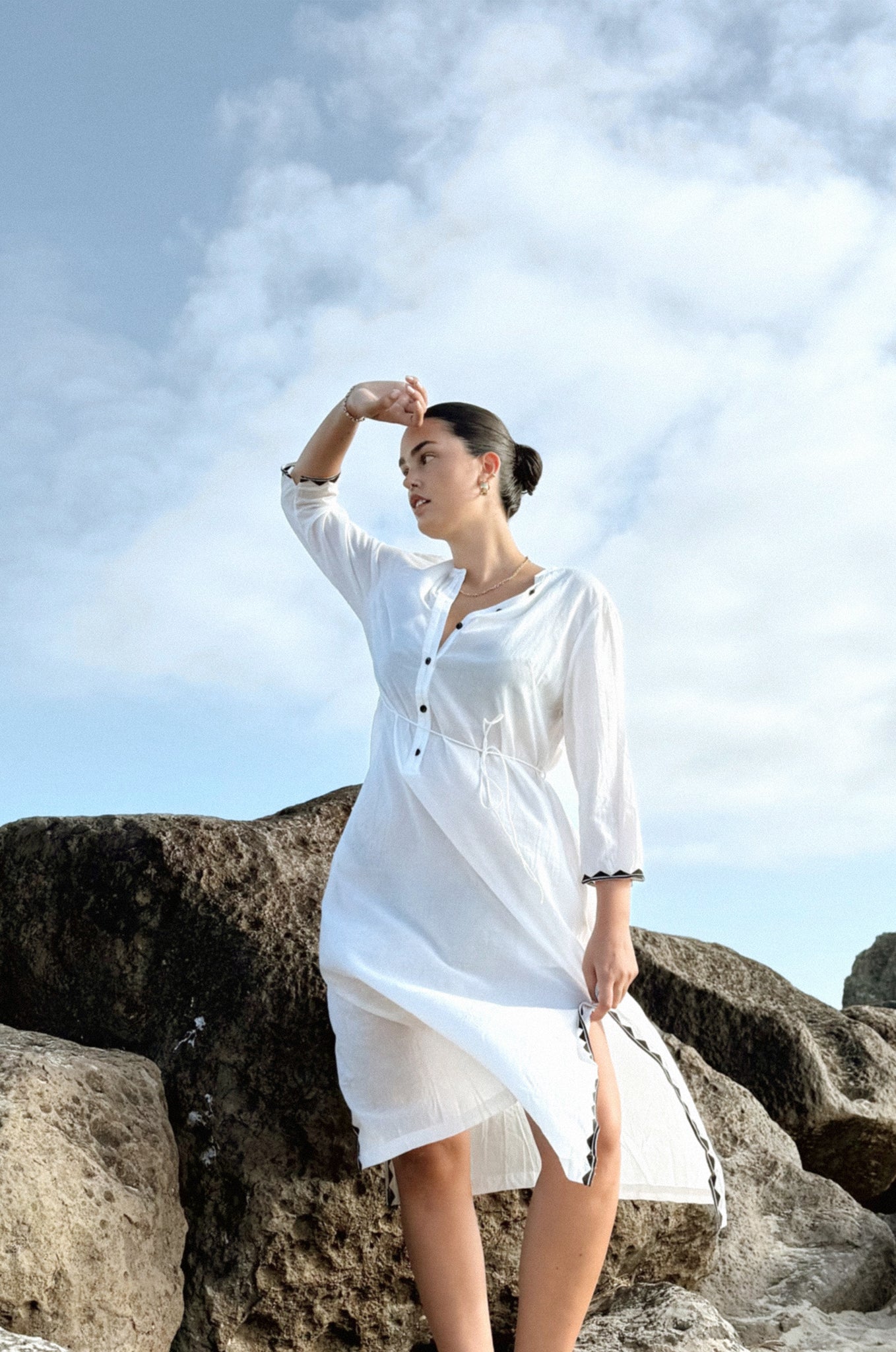 CALLIE IVORY COTTON VOILE DRESS