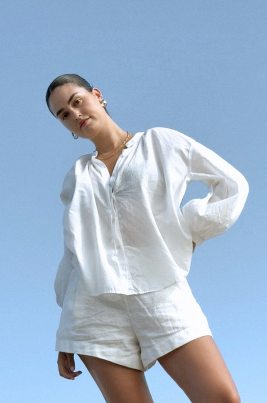 EMBER IVORY COTTON VOILE SHIRT