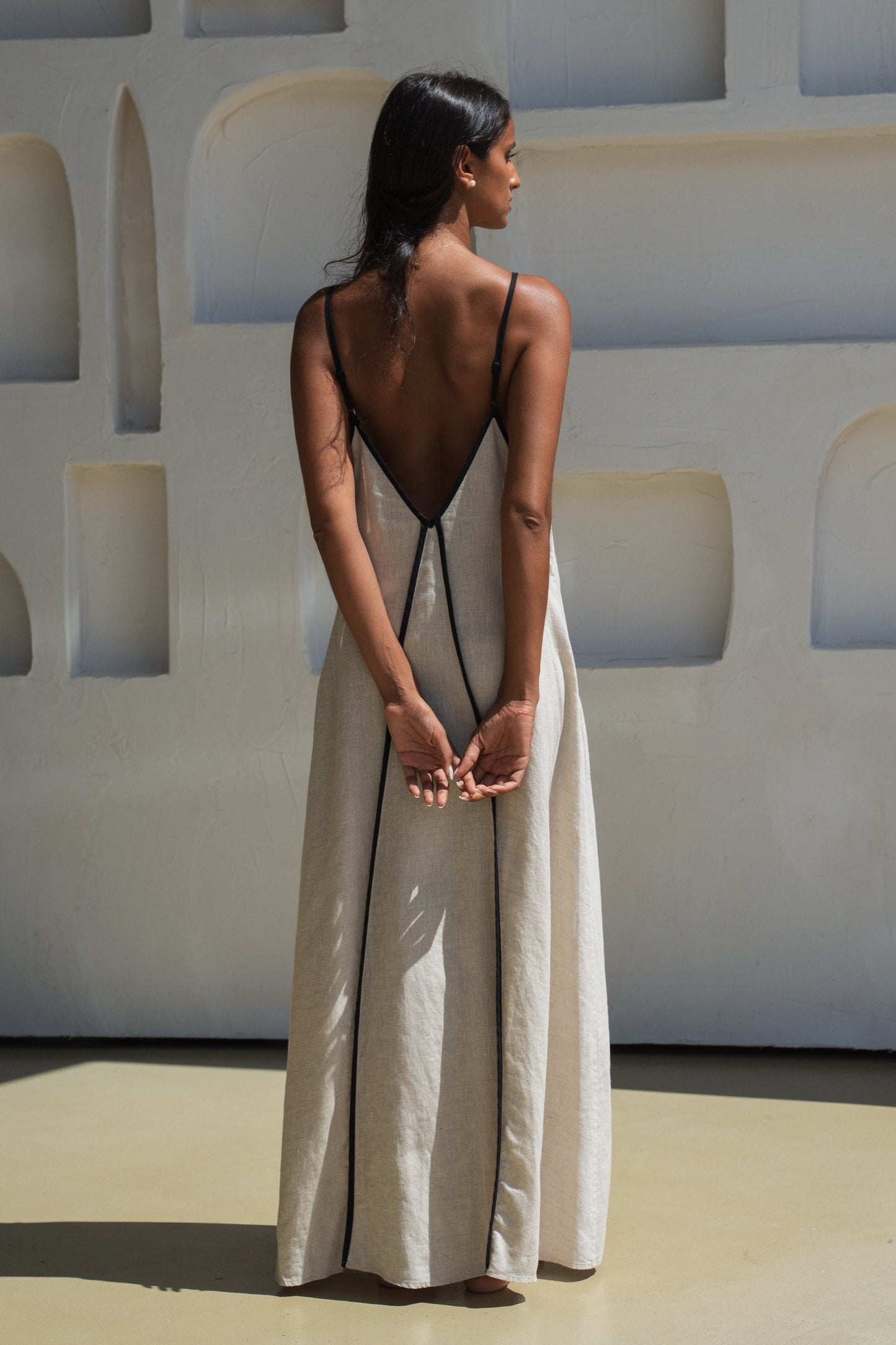 AZALEA OATMEAL LINEN DRESS