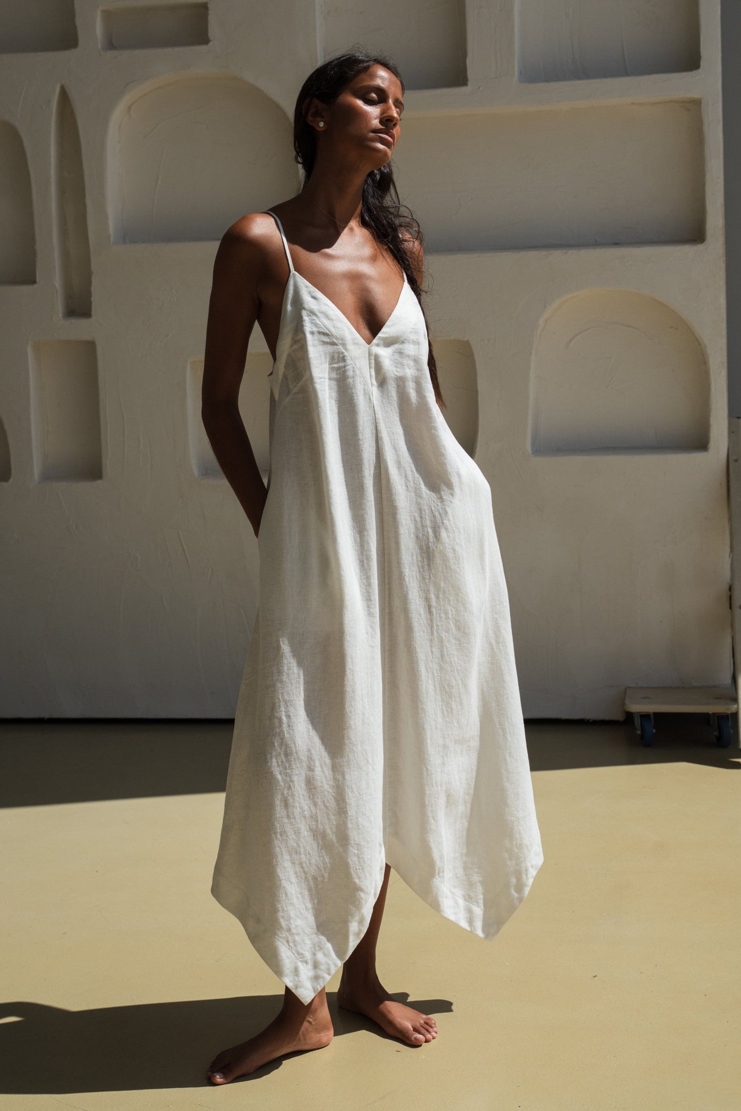 INEZ IVORY LINEN DRESS