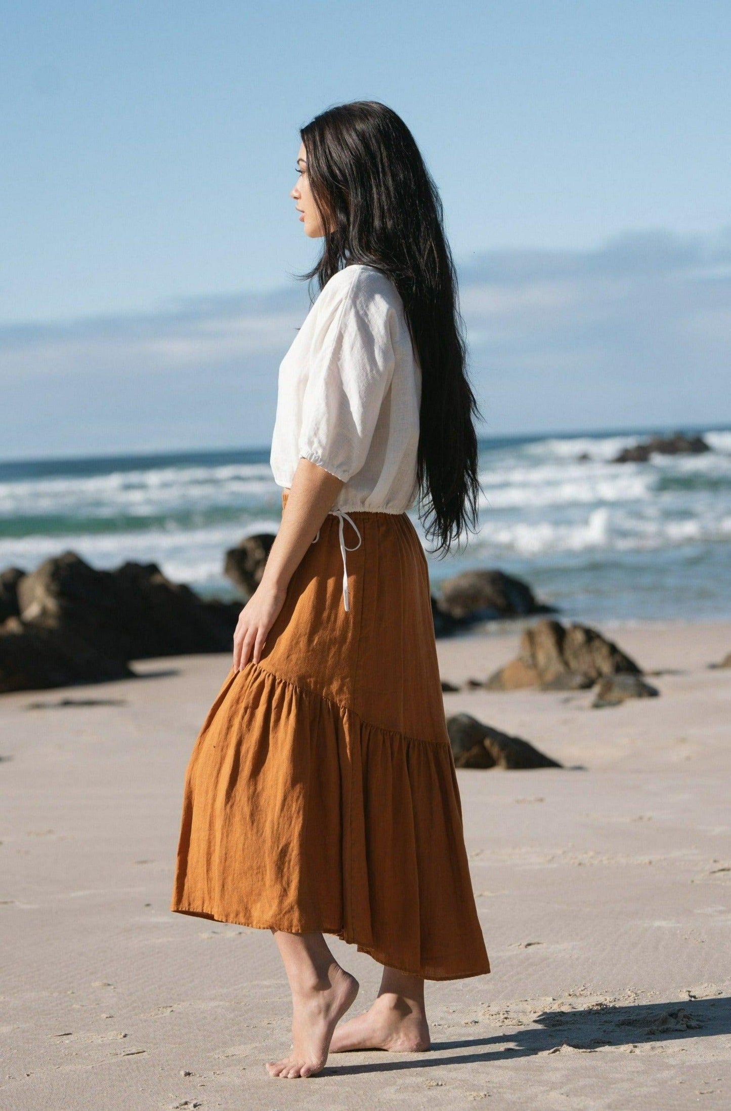 LOLA CINNAMON LINEN SKIRT