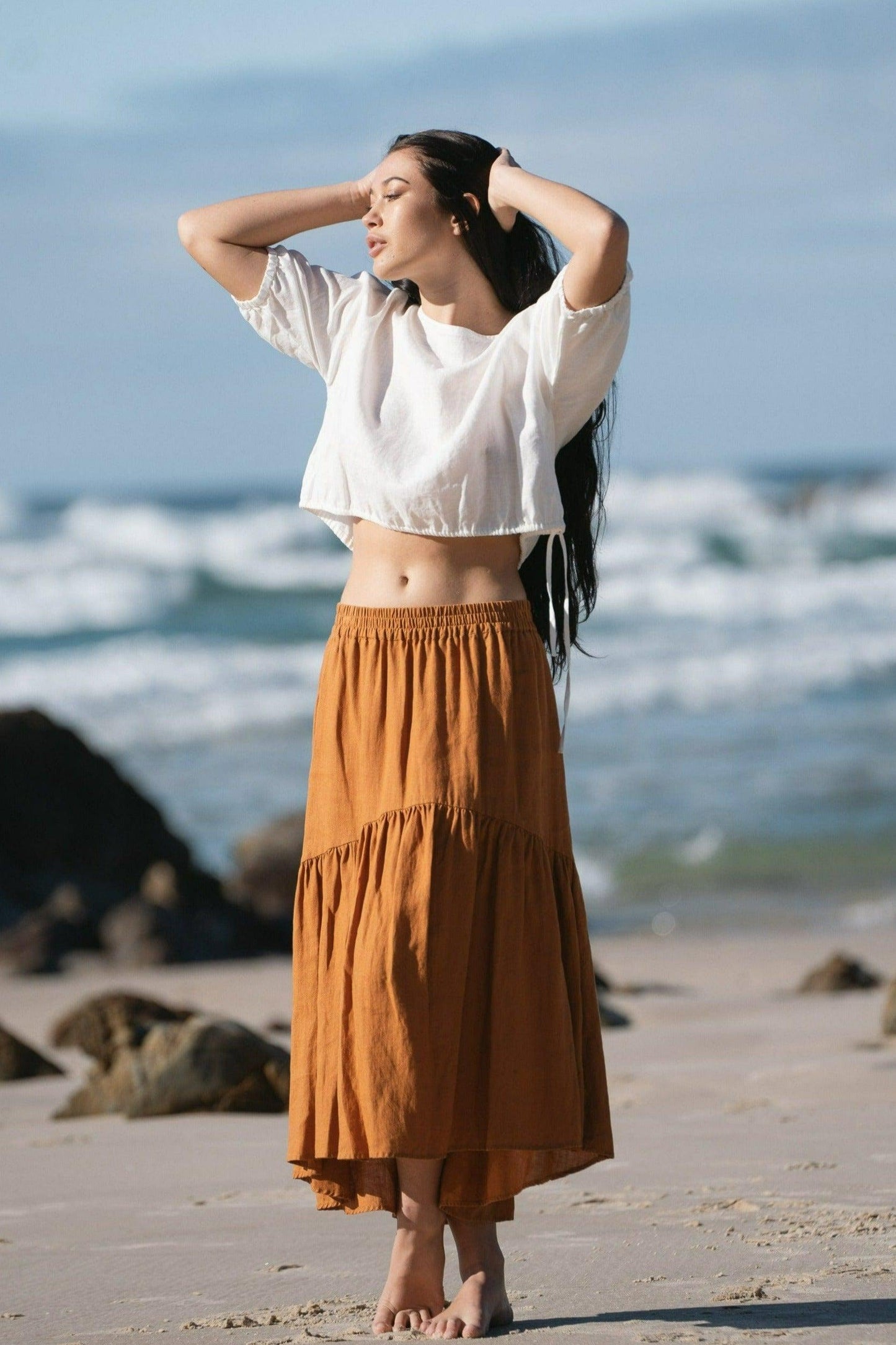LOLA CINNAMON LINEN SKIRT