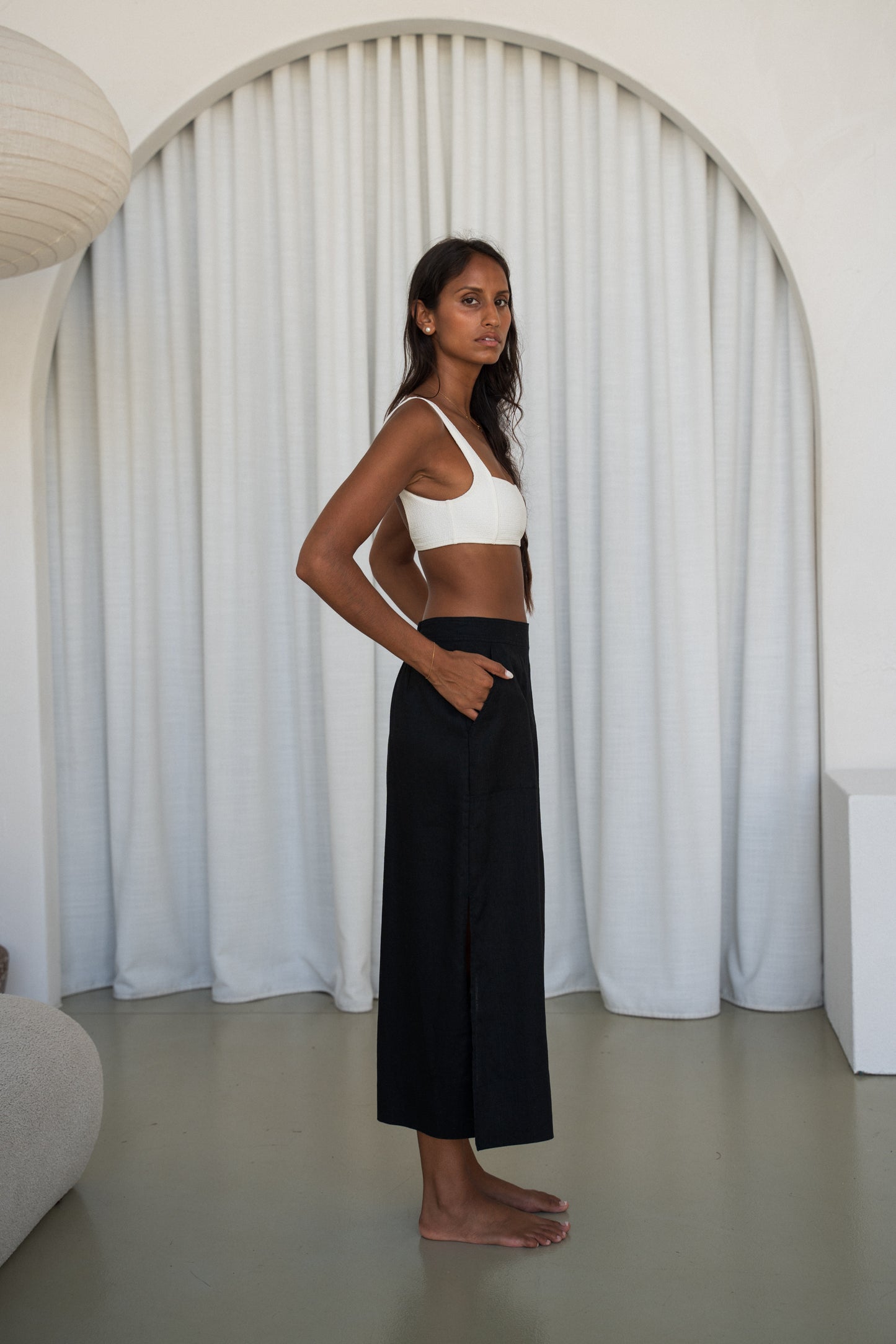NADI BLACK LINEN SKIRT