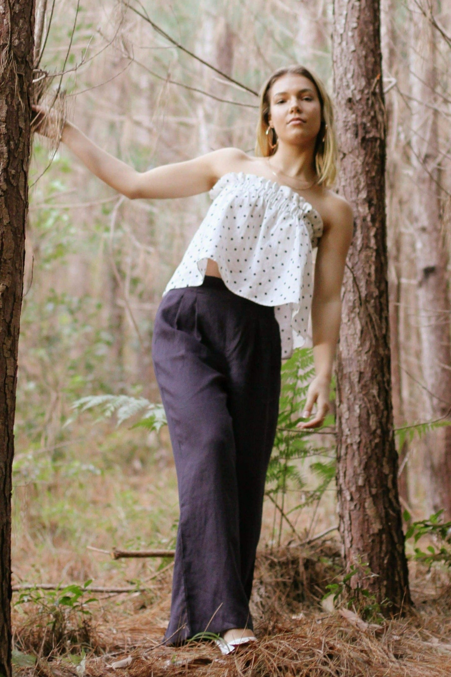 Lilly Pilly Collection Olivia linen pants made from 100% Organic linen in Navy