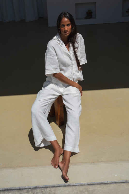 QUINN IVORY LINEN SHIRT