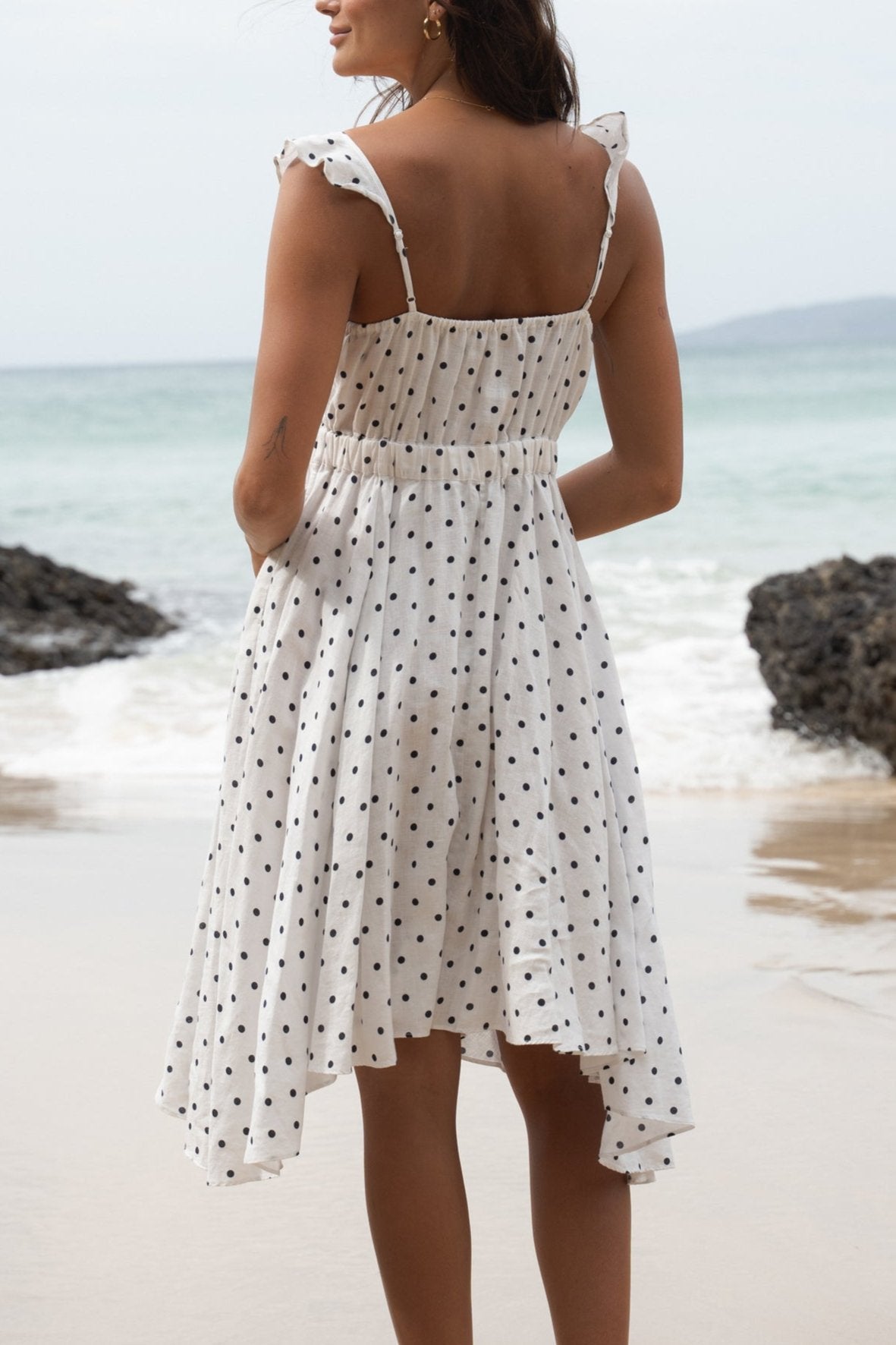 Lilly Pilly Collection 100% Organic linen Mia Linen dress in Polka Dot