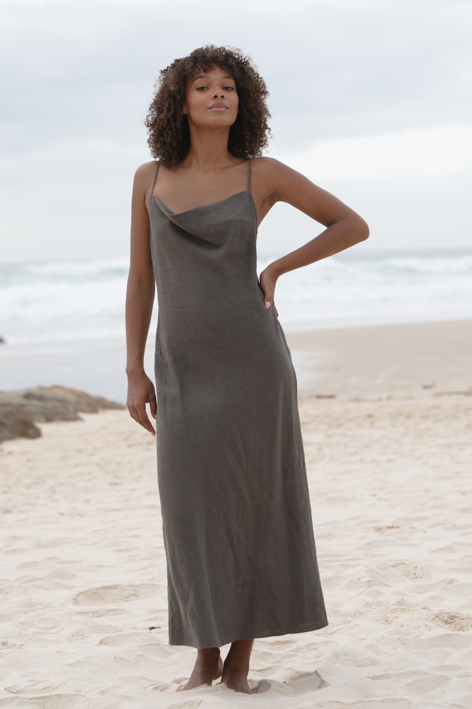LILLY PILLY Allegria linen dress in Khaki