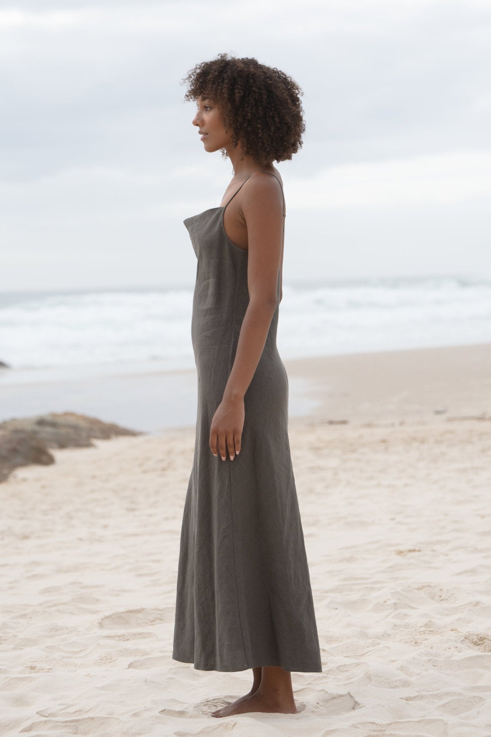 LILLY PILLY Allegria linen dress in Khaki