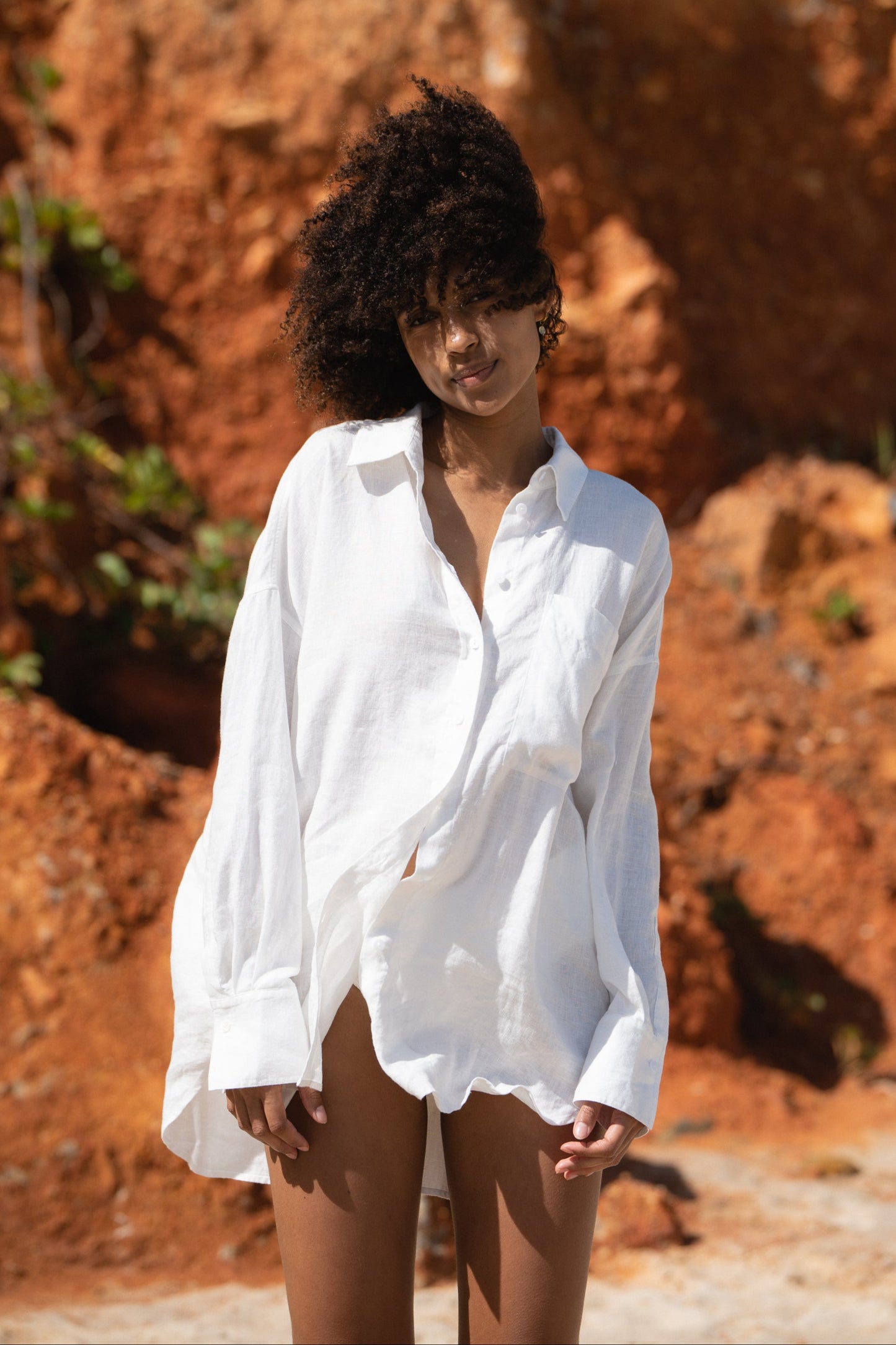 Lilly Pilly Collection Kirra shirt made from 100% Organic linen in Ivory
