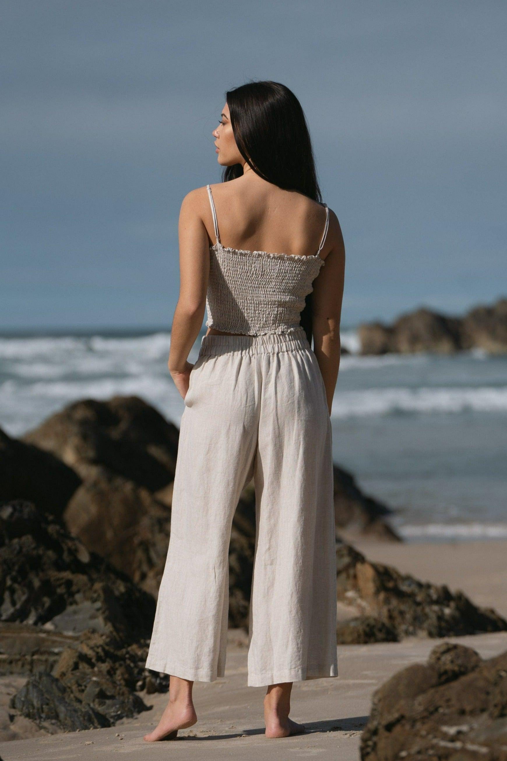 LILLY PILLY Ava linen pants in Oatmeal