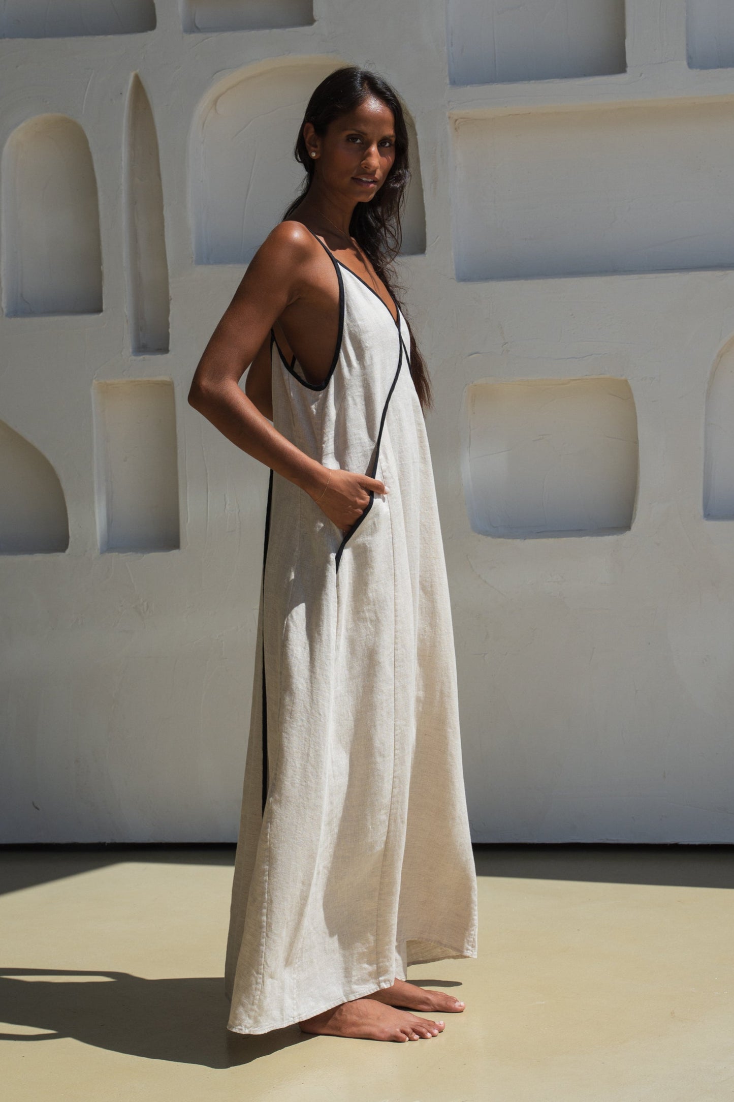 AZALEA OATMEAL LINEN DRESS