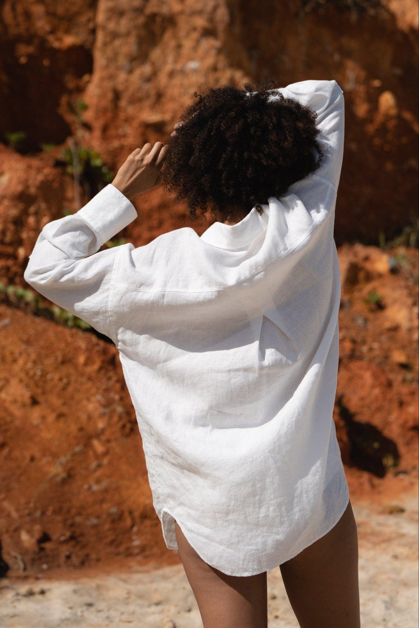 Lilly Pilly Collection Kirra shirt made from 100% Organic linen in Ivory