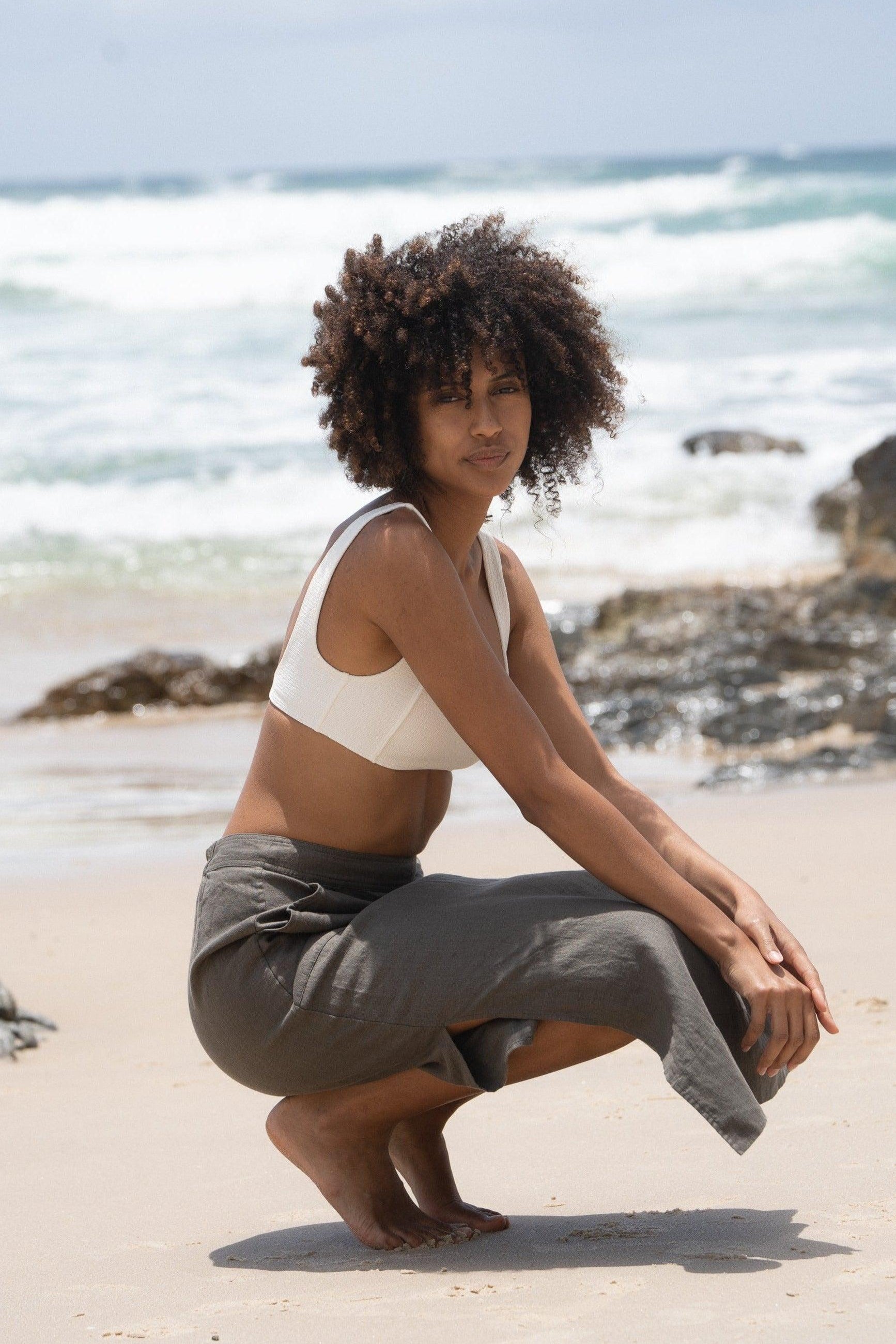 LILLY PILLY Nadi linen skirt in Khaki