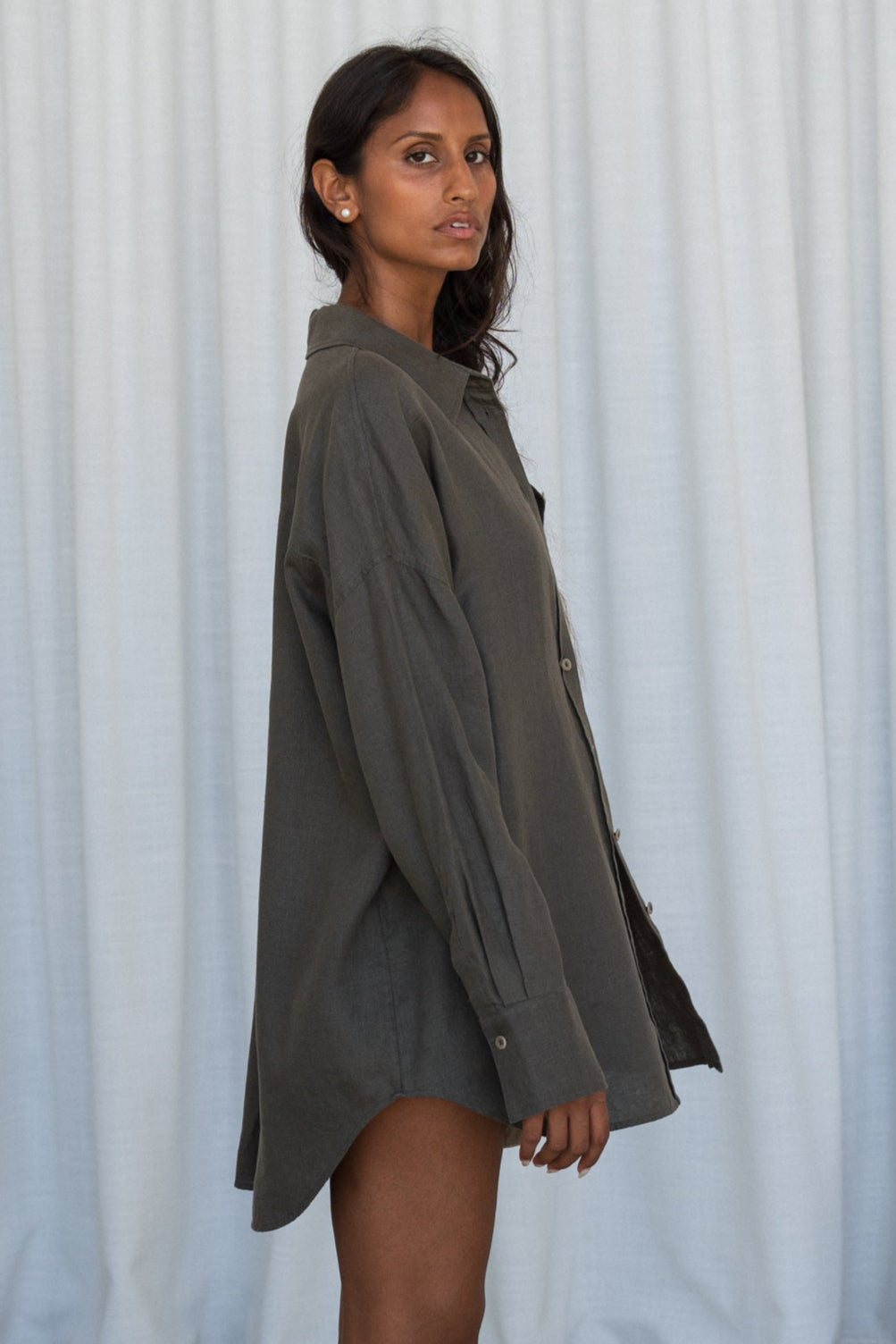 KIRRA KHAKI LINEN SHIRT