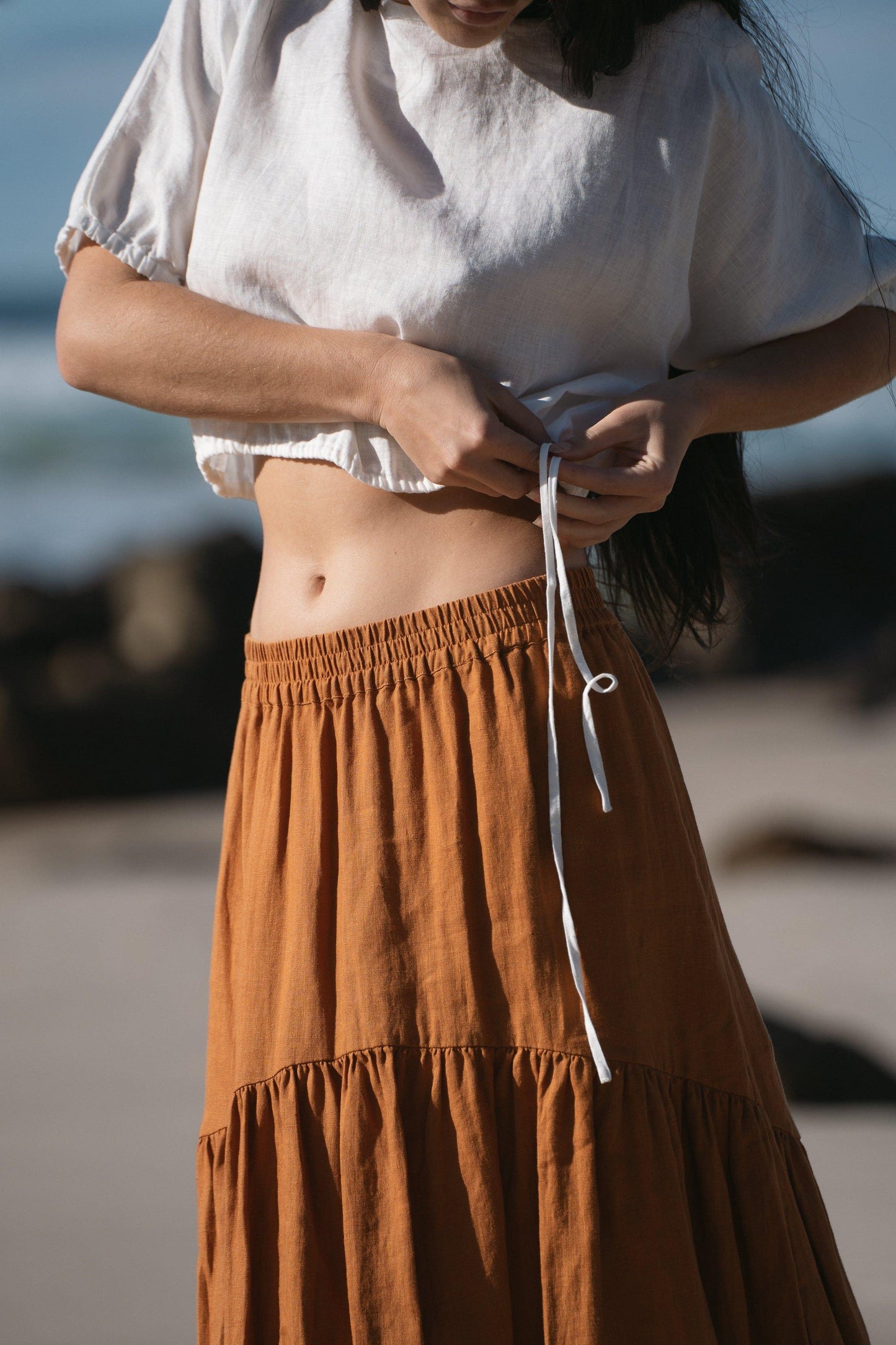 LOLA CINNAMON LINEN SKIRT