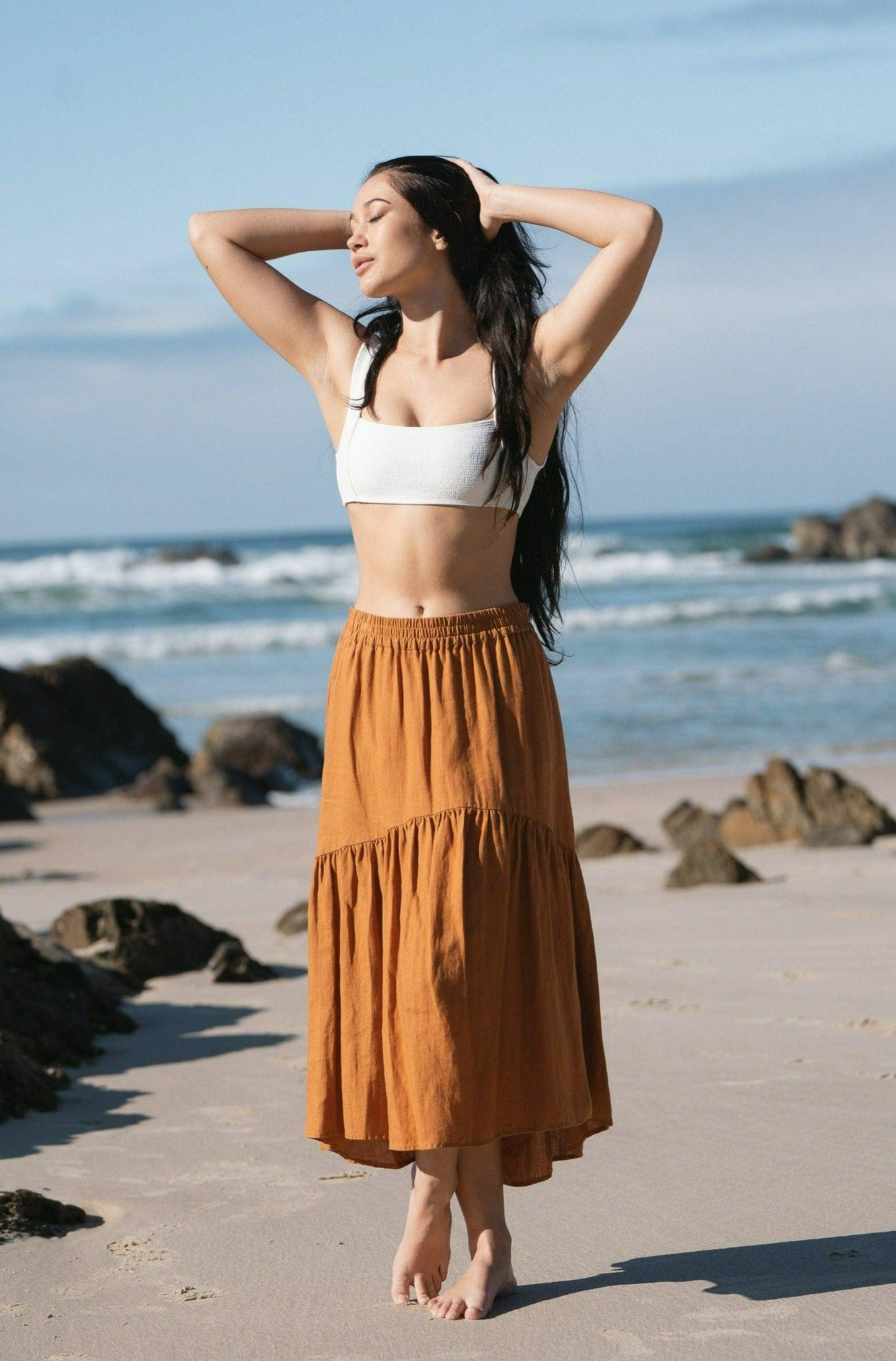LOLA CINNAMON LINEN SKIRT