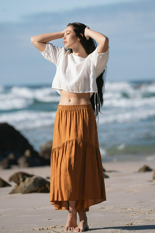 LOLA CINNAMON LINEN SKIRT