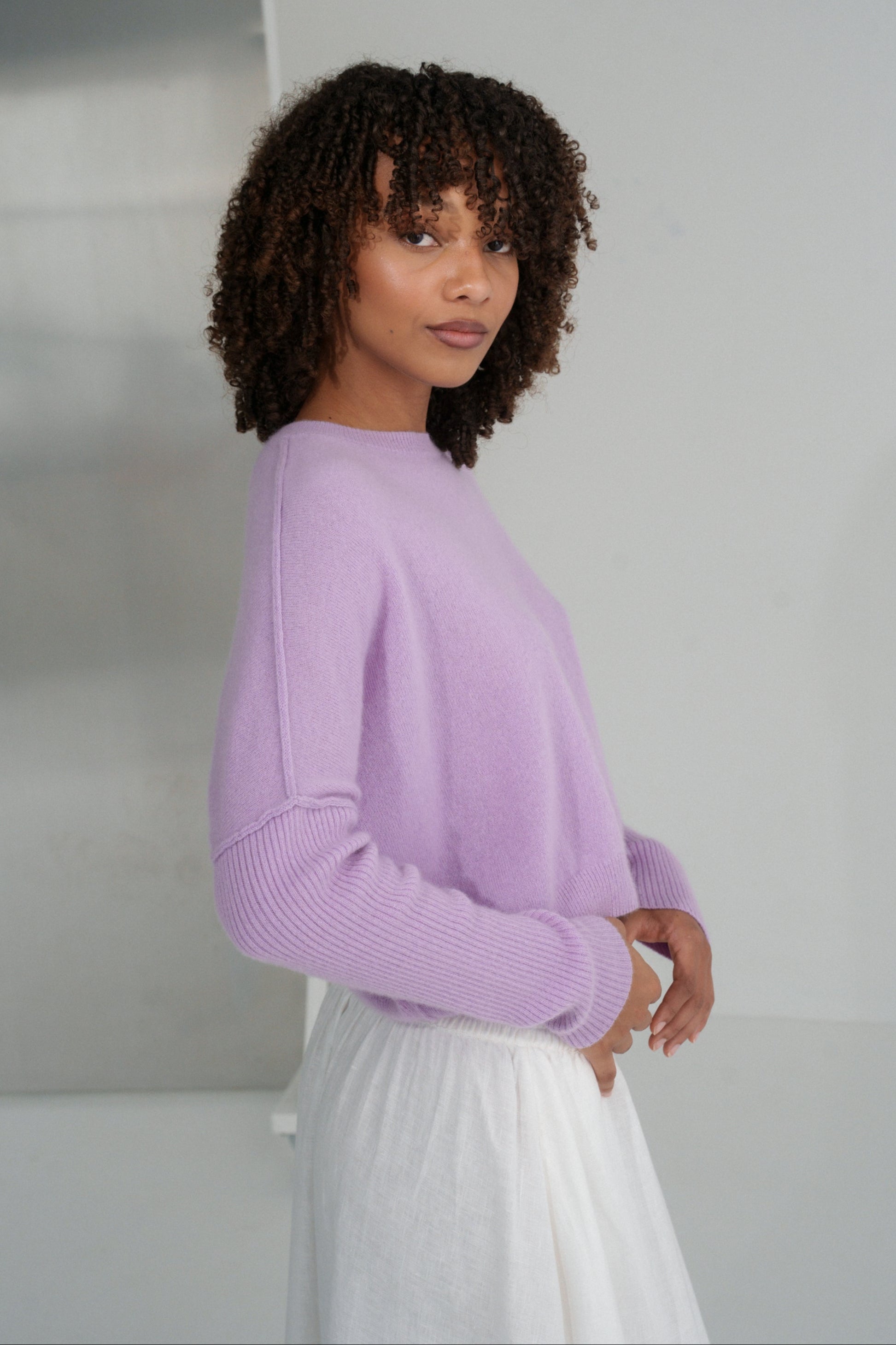 LILLY PILLY Miri cashmere knit top in Lilac