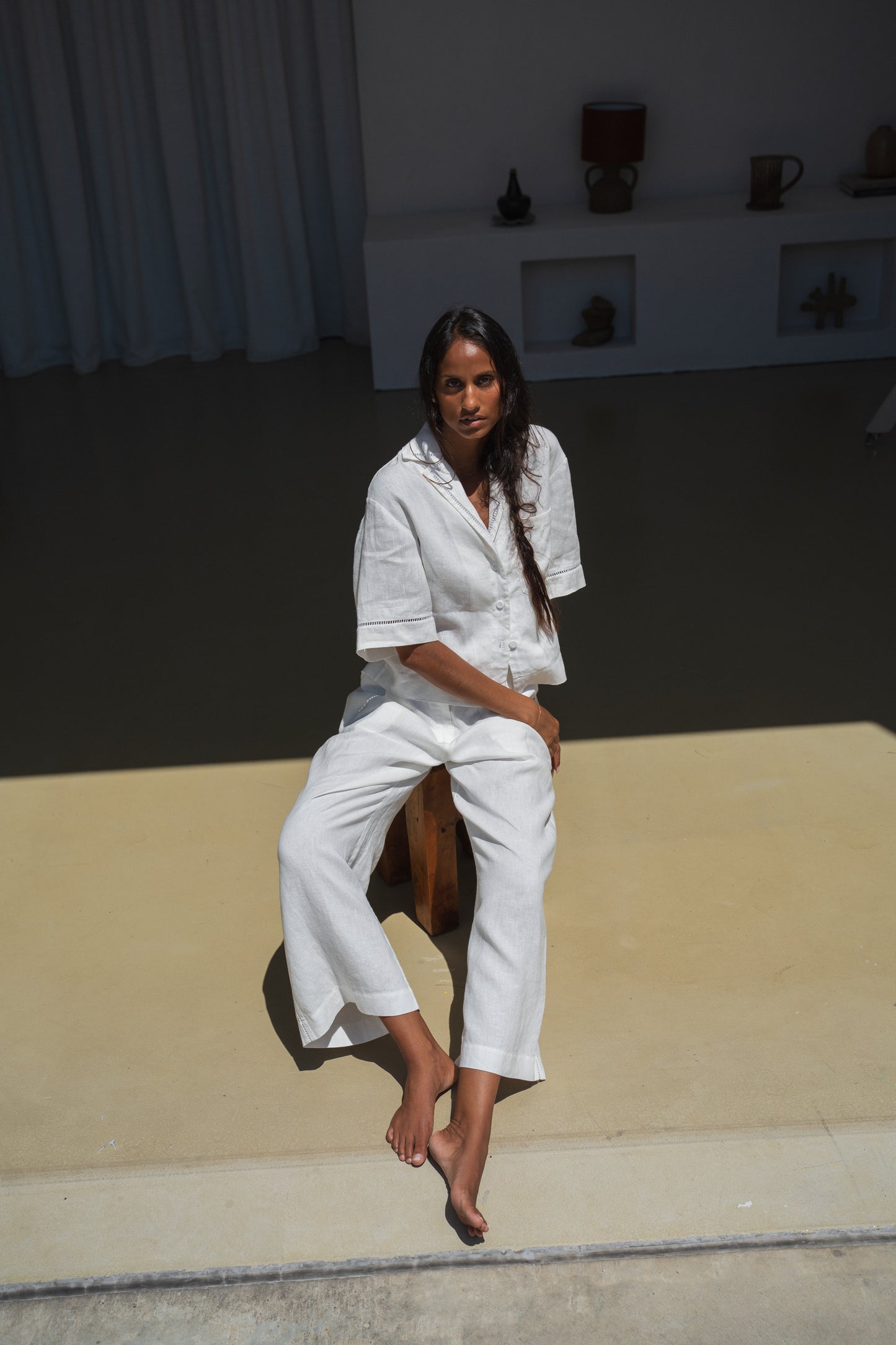 QUINN IVORY LINEN SHIRT