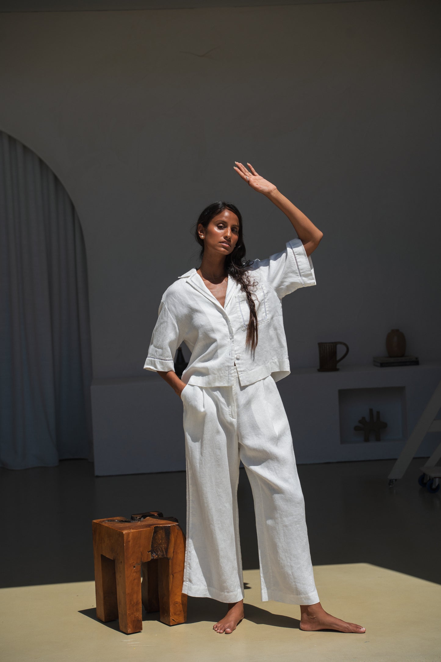 QUINN IVORY LINEN SHIRT