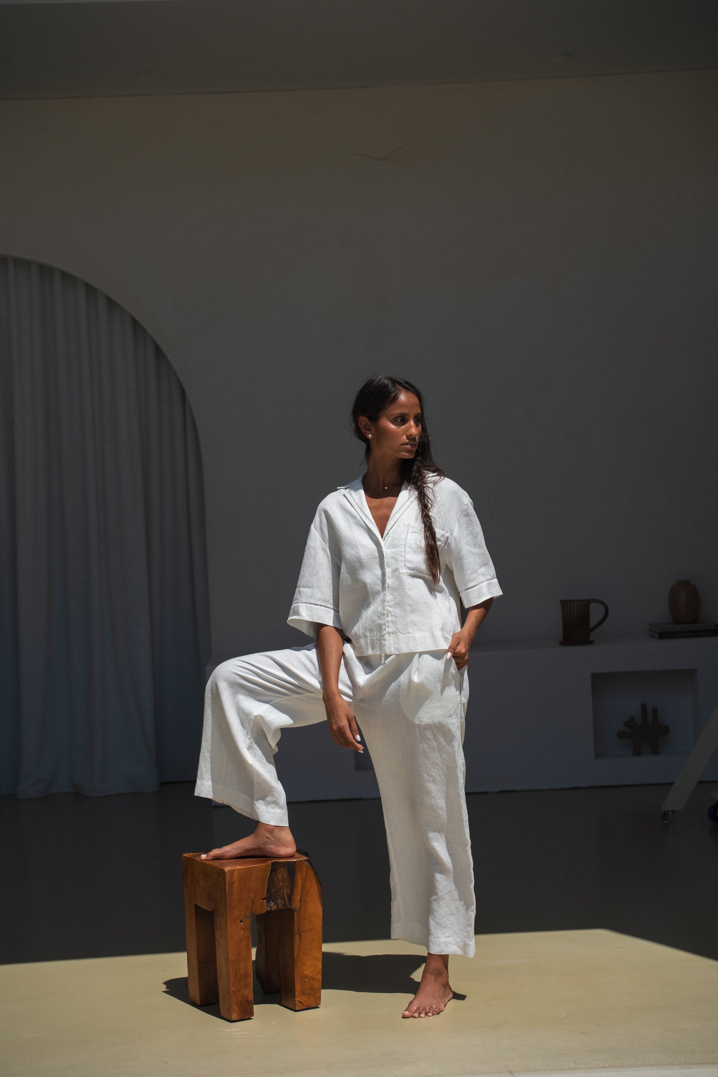 QUINN IVORY LINEN SHIRT