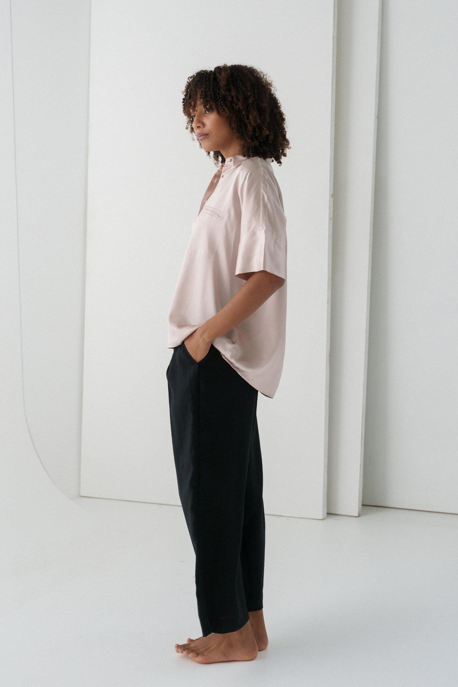 LILLY PILLY Toni silk shirt in Dusty Pink