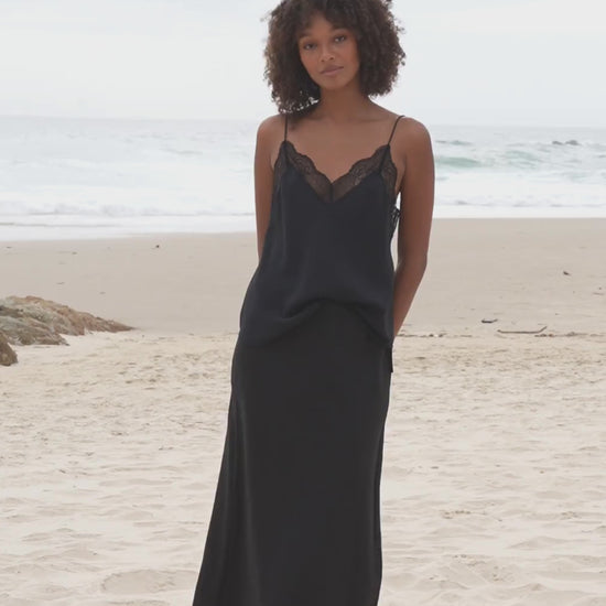 Frankie silk slip in Black by LILLY PILLY