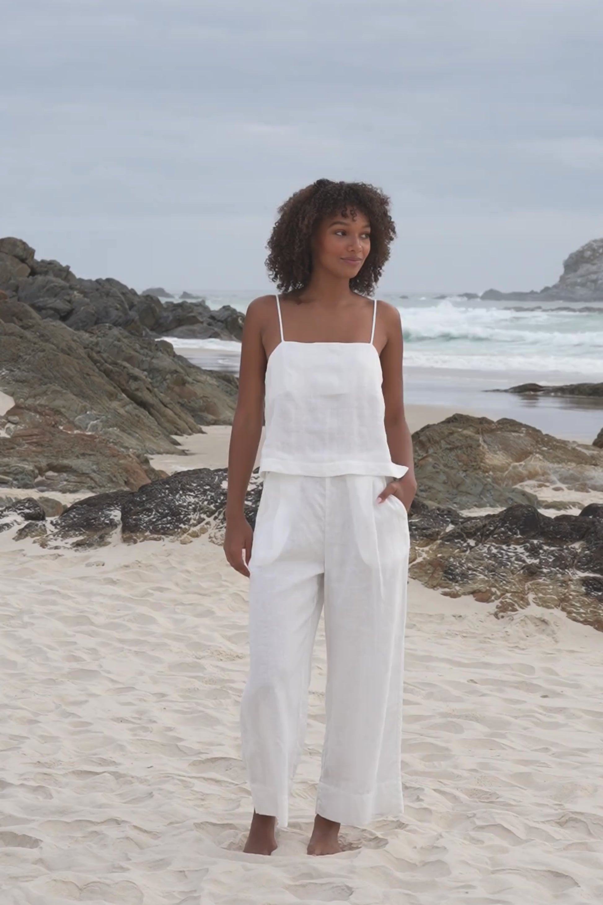LILLY PILLY Oli linen pants and Rosa top  in Ivory